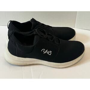 Women's Ryka Black with White Sole Renew Recovery Slip-on Sneaker Size 9